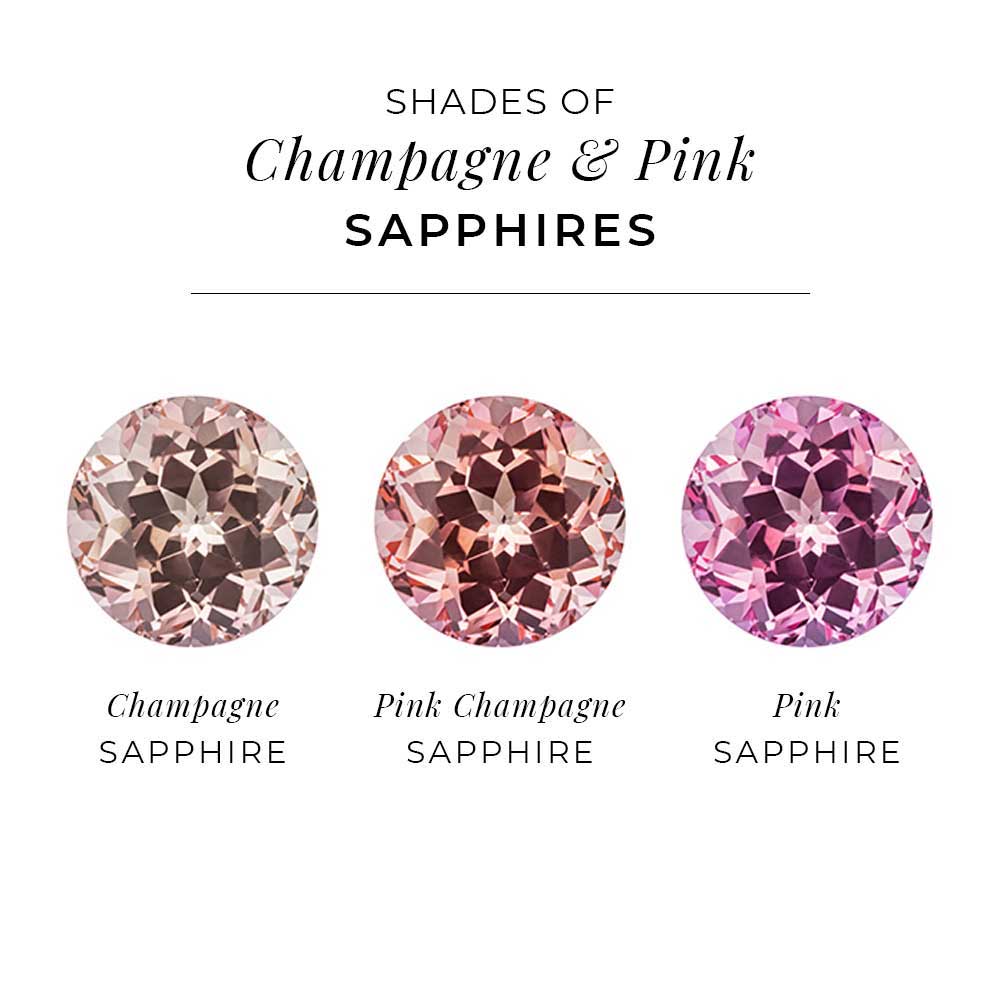 shades of champagne and pink sapphire lab grown gemstones