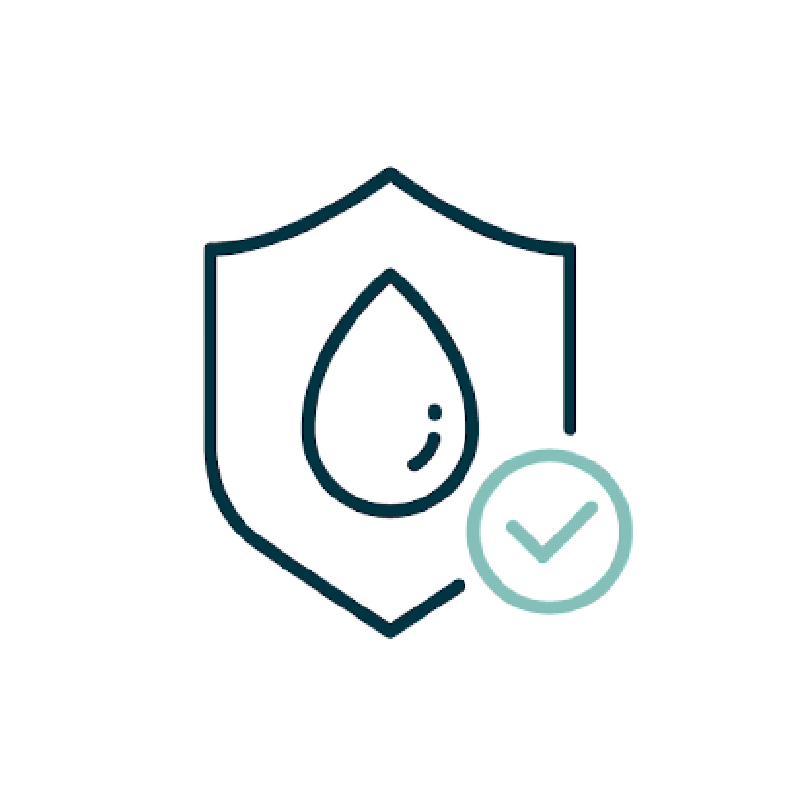 Water droplet in a shield icon.