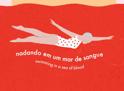 mulher nadando em mar de sangue