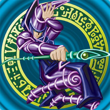 A character in purple armor wielding a spear with swirling magical symbols in background.