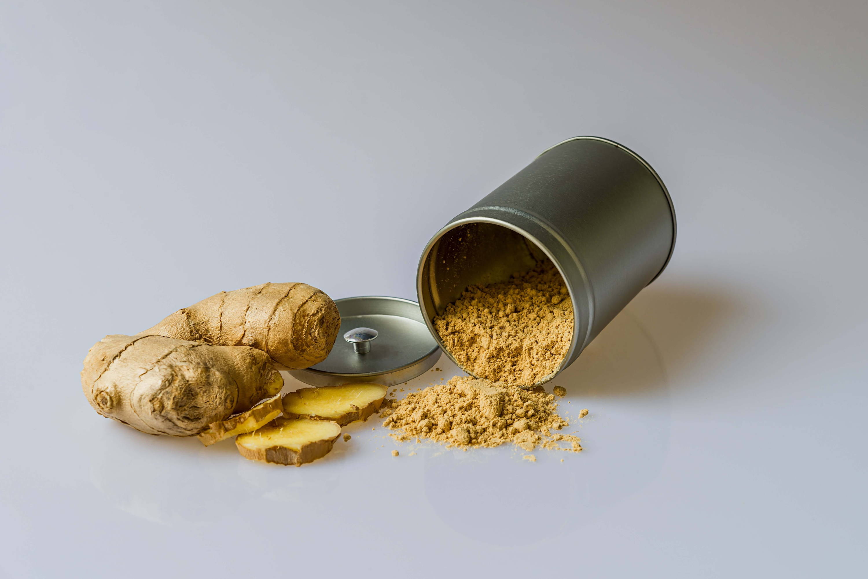 Ginger powder on a table