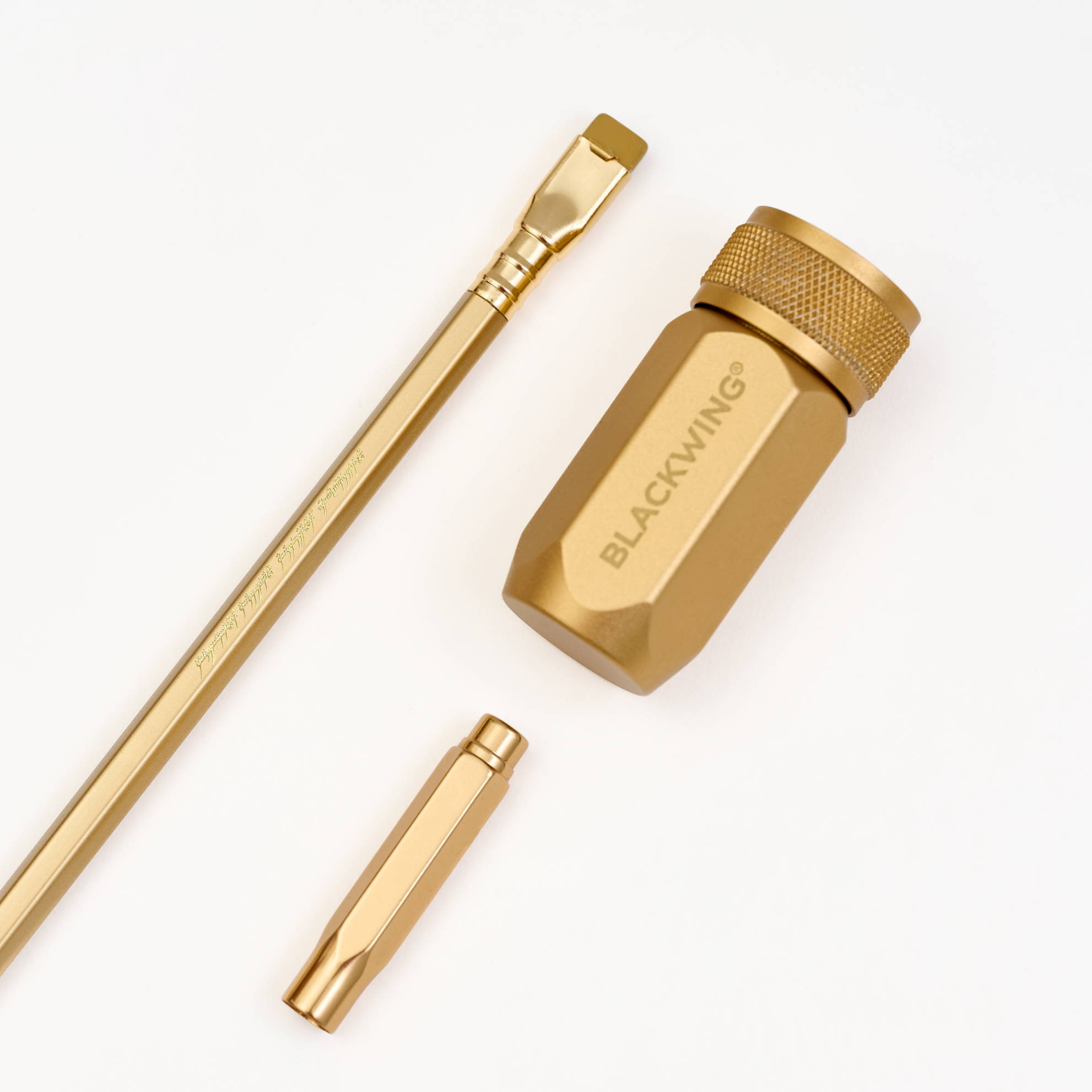Blackwing x The Lord of the Rings gold pencil, sharpener, and point guard