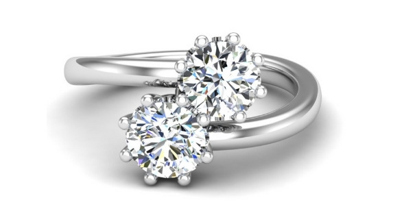 custom made ring with two lab grown diamonds