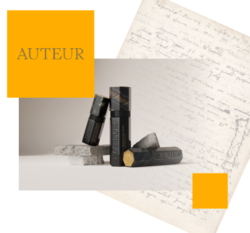 Auteur select product s and brand logo