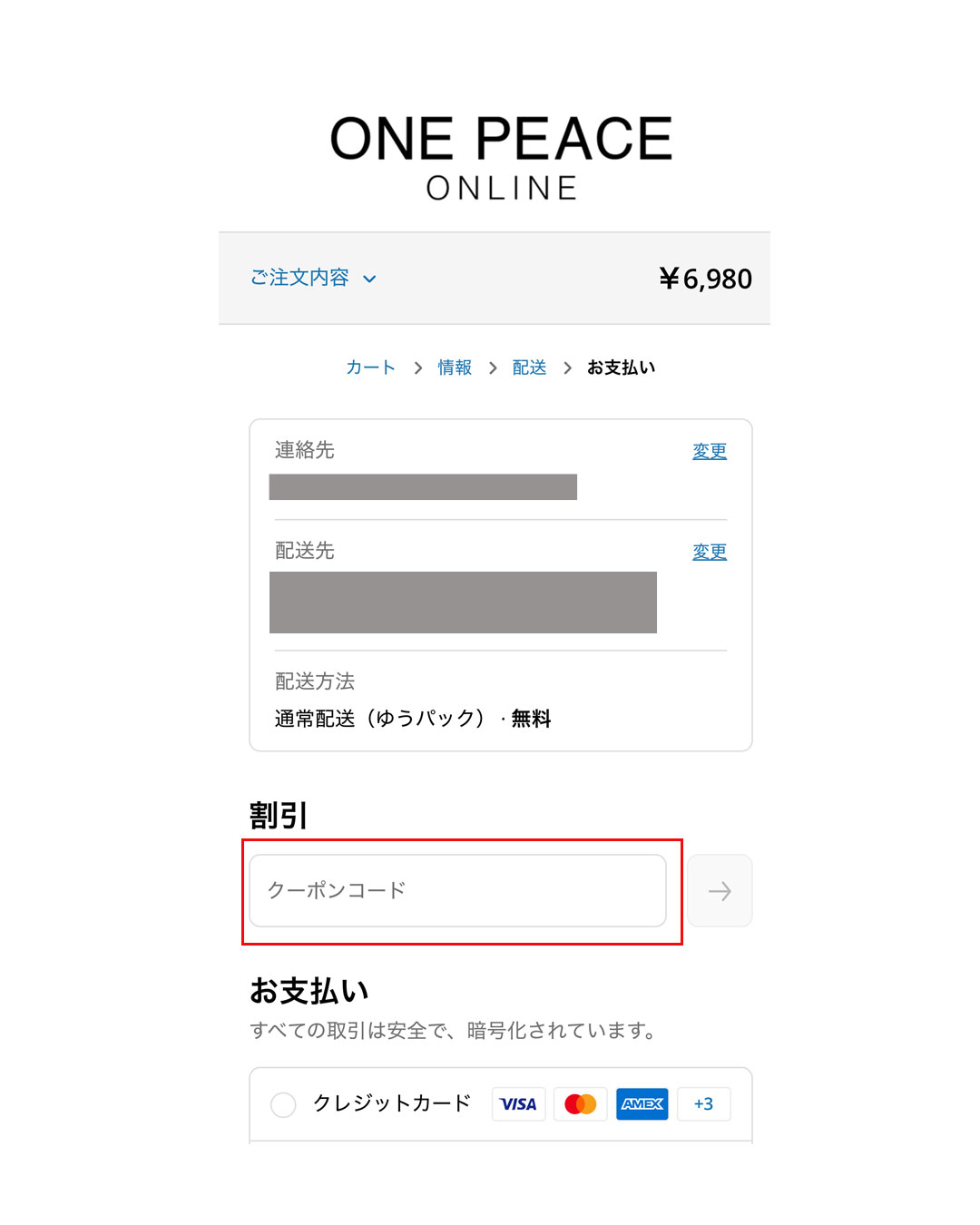Online shopping checkout page with payment details.