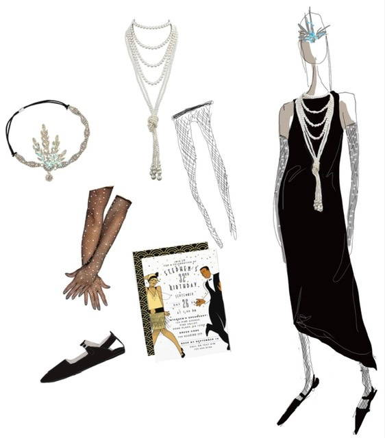 illustrated woman in 20s costume