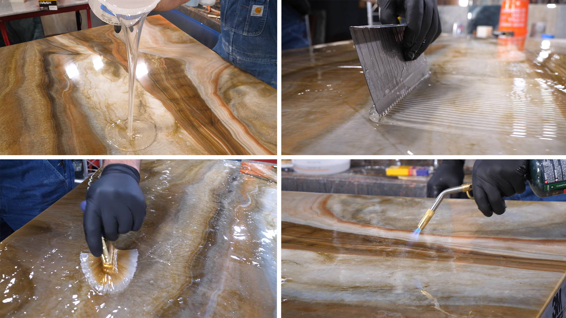 Step 11: Apply Clear Coat of Epoxy - Mix, pour, spread, chop, and torch for a smooth finish. Allow to cure above 65 degrees.