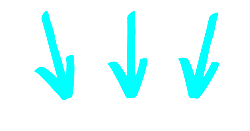 three bright blue arrows pointing down