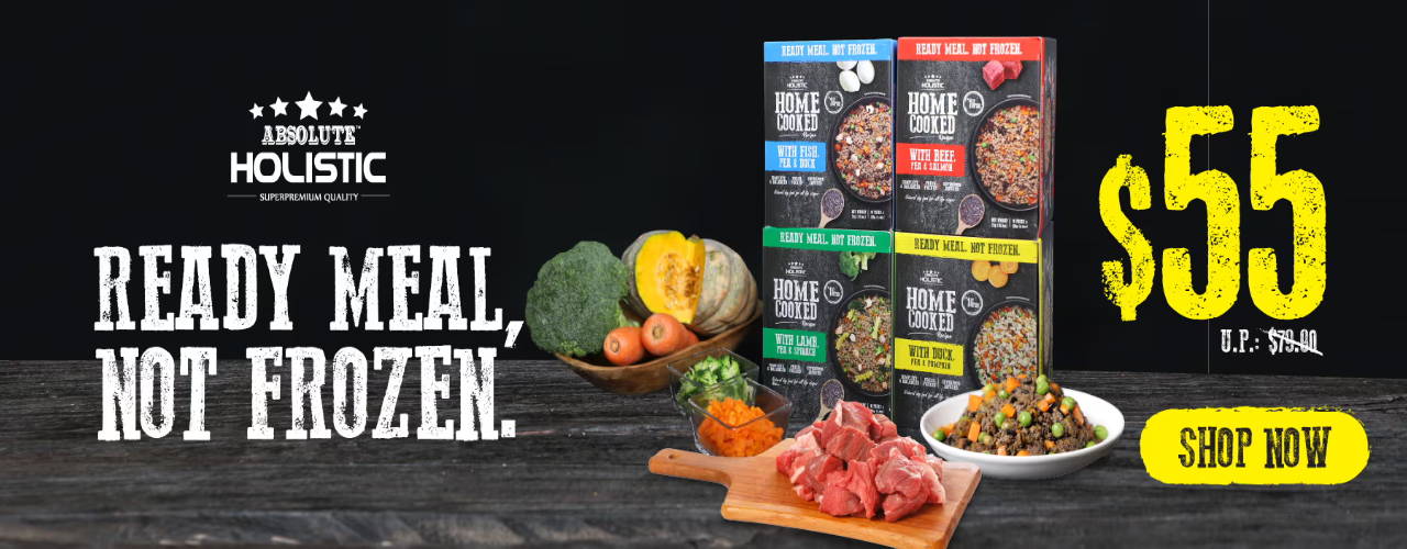 Absolute Holistic ready meal, not frozen now available with 2kg box for $55.