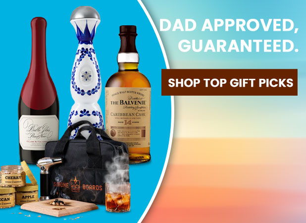 Image featuring various alcohol bottles and a gift bag with a promotional message.