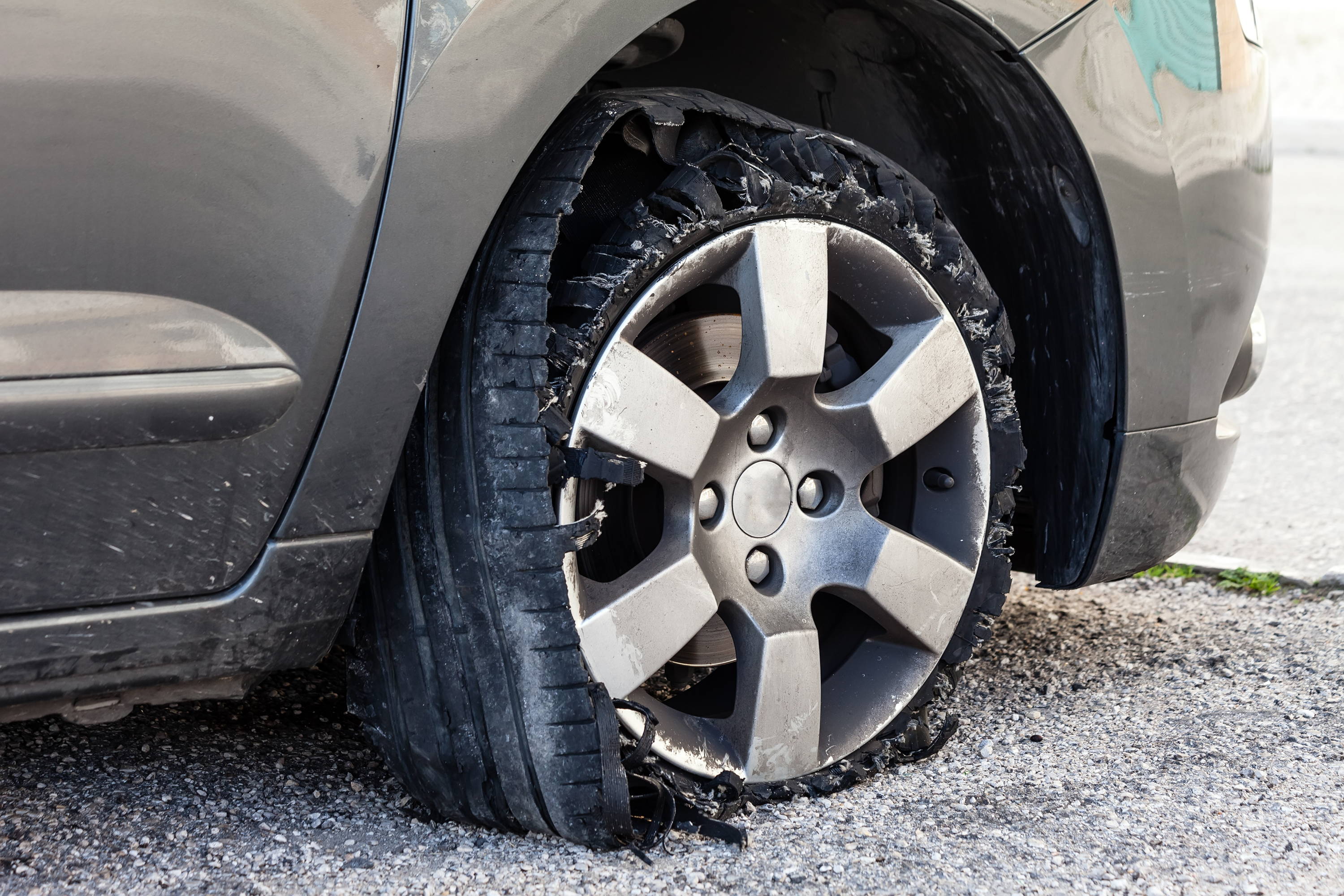 A tire blow out. 