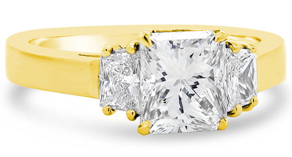 Schiffman’s Signature Three Stone Radiant Cut Engagement Ring