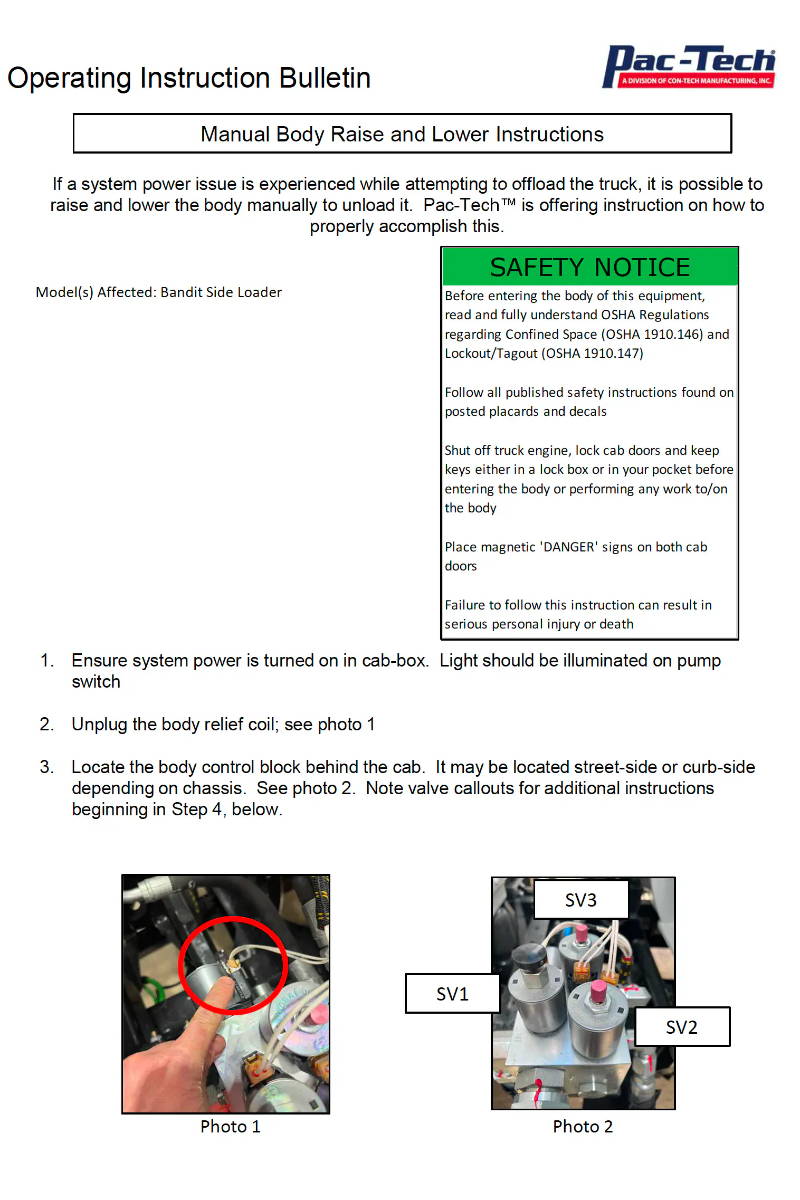 Operating instruction bulletin with safety tips and images for manual body rate adjustments.