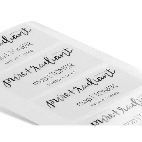 Waterproof clear sticker with recycled content
