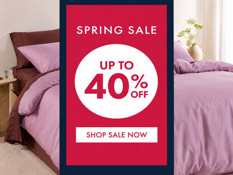Spring sale banner with up to 40% off. Shop sale now.