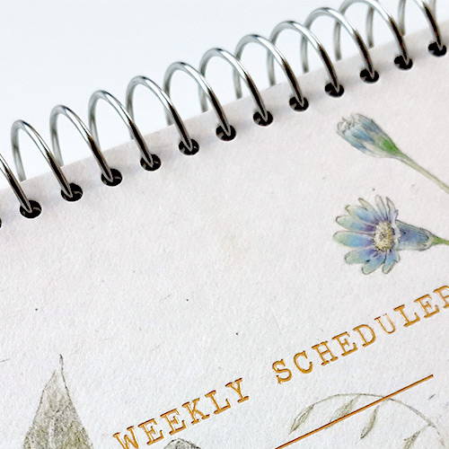 Wire bound - O-CHECK Floral dateless weekly desk spiral planner scheduler