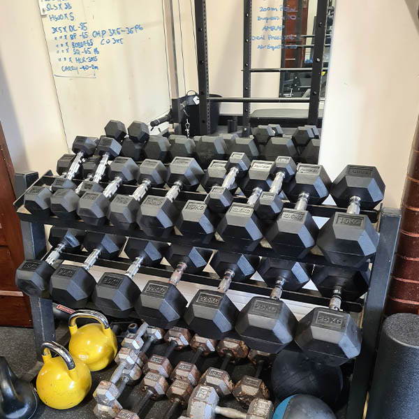 Fire Station Gym Fit Out with a full set of dumbbells and kettlebells, offering diverse strength and conditioning options