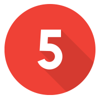 Red circle with the number five and a shadow effect.