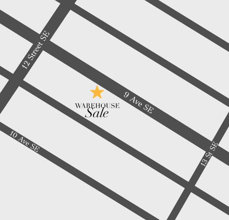 Map indicating location of a warehouse sale on 9th Ave SE.
