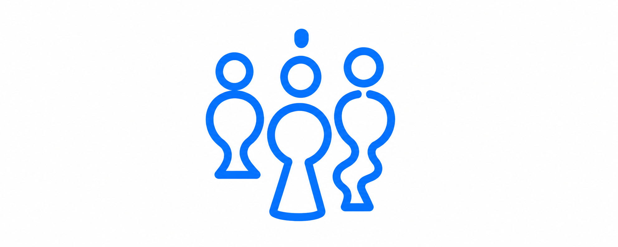 Three stylized figures representing a group or community.