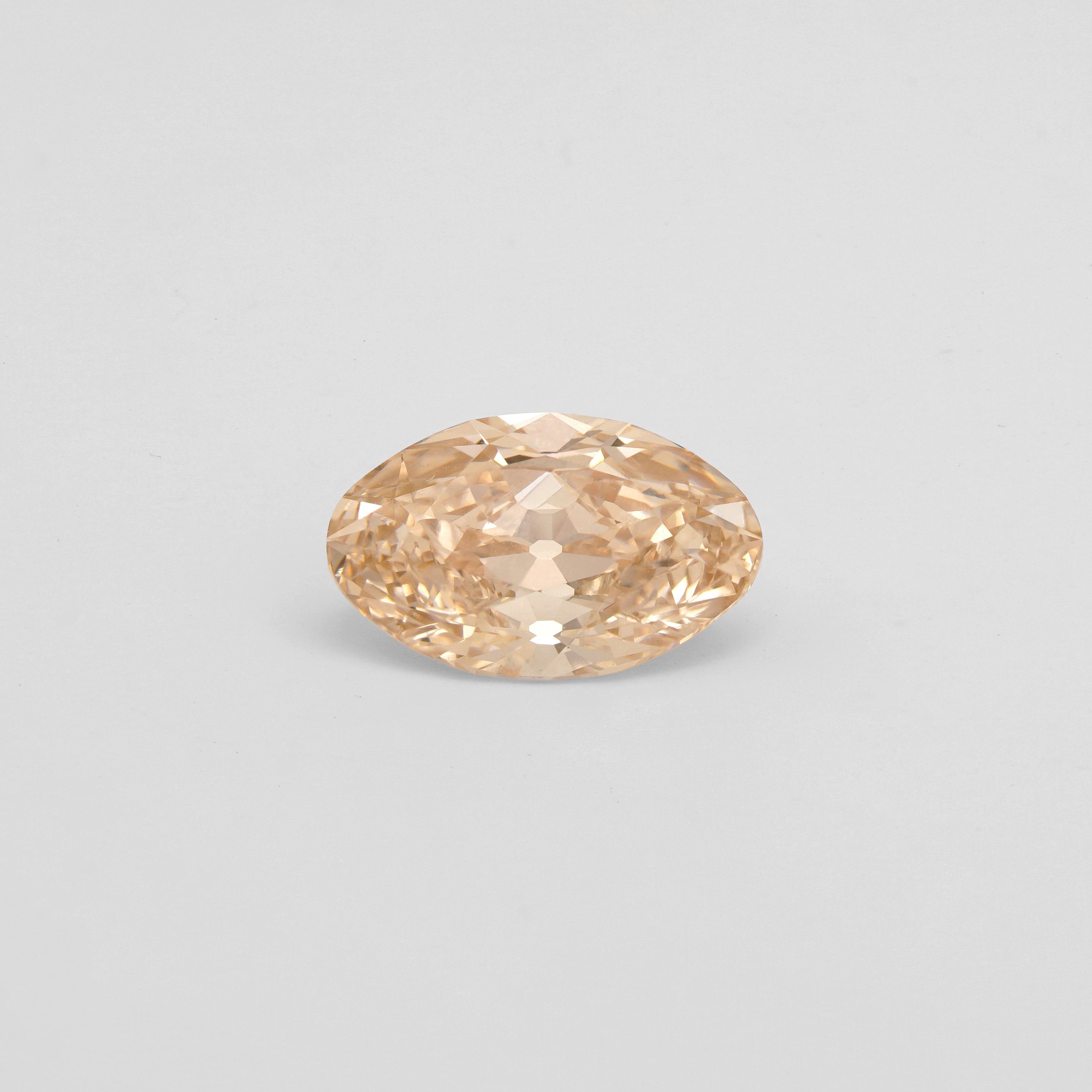 2.43 carat moval old mine cut champagne lab diamond ring