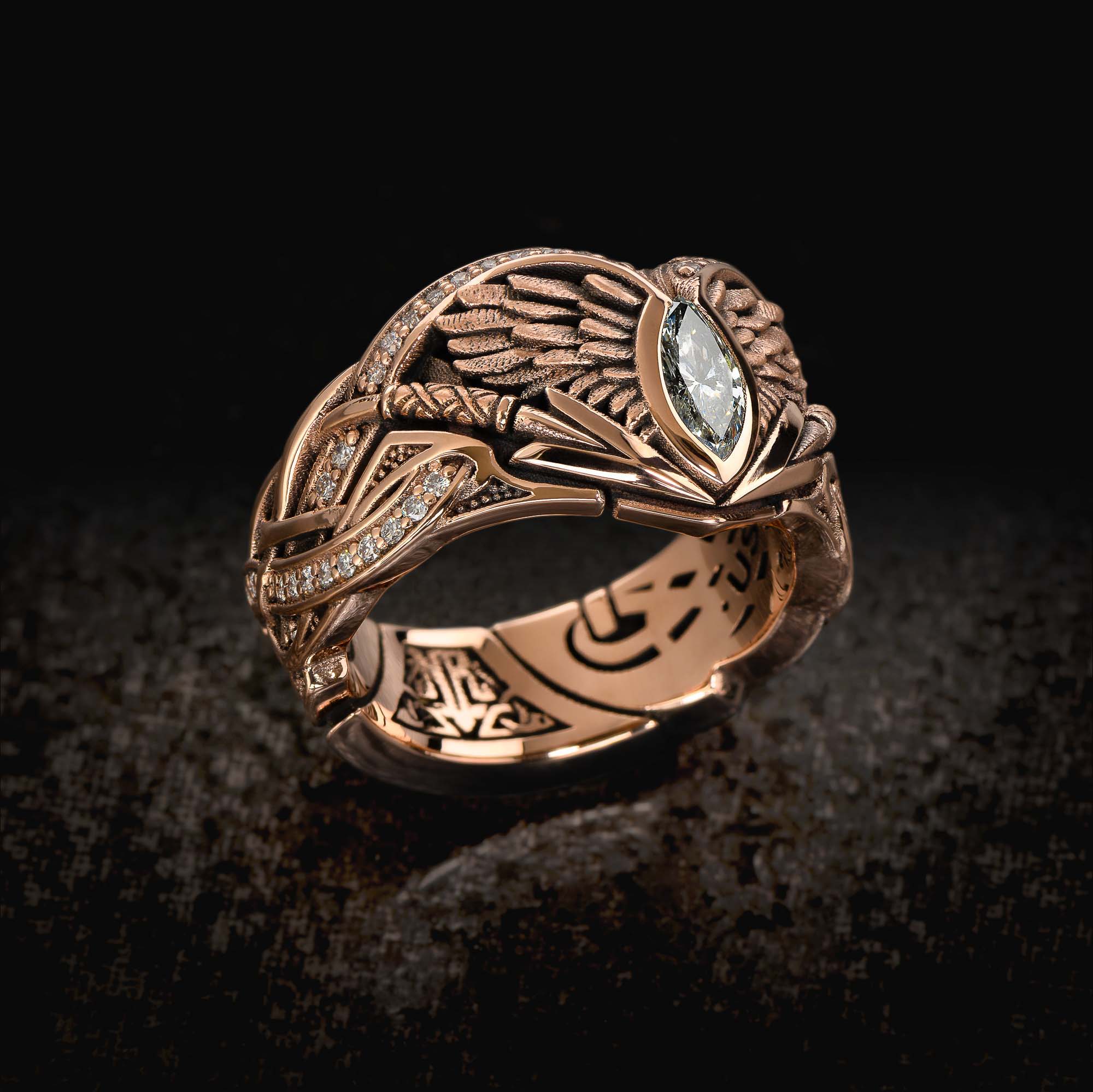 The 14K Jawbone Collection Valkyria Band Ring with Diamonds