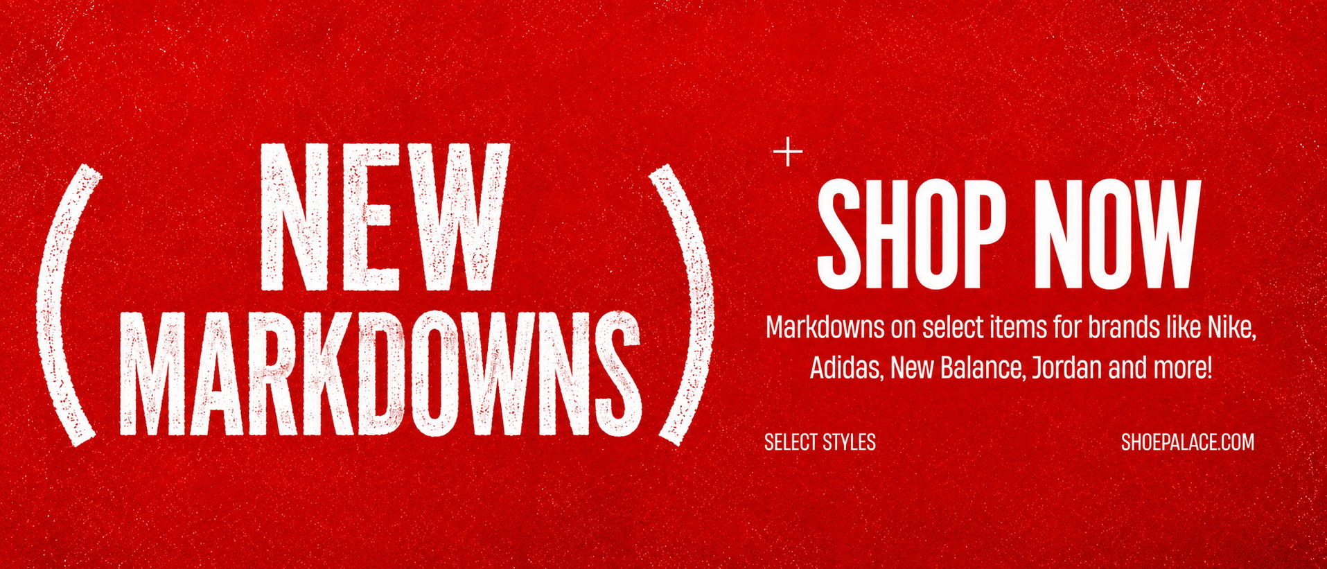 Red banner promoting new markdowns with 