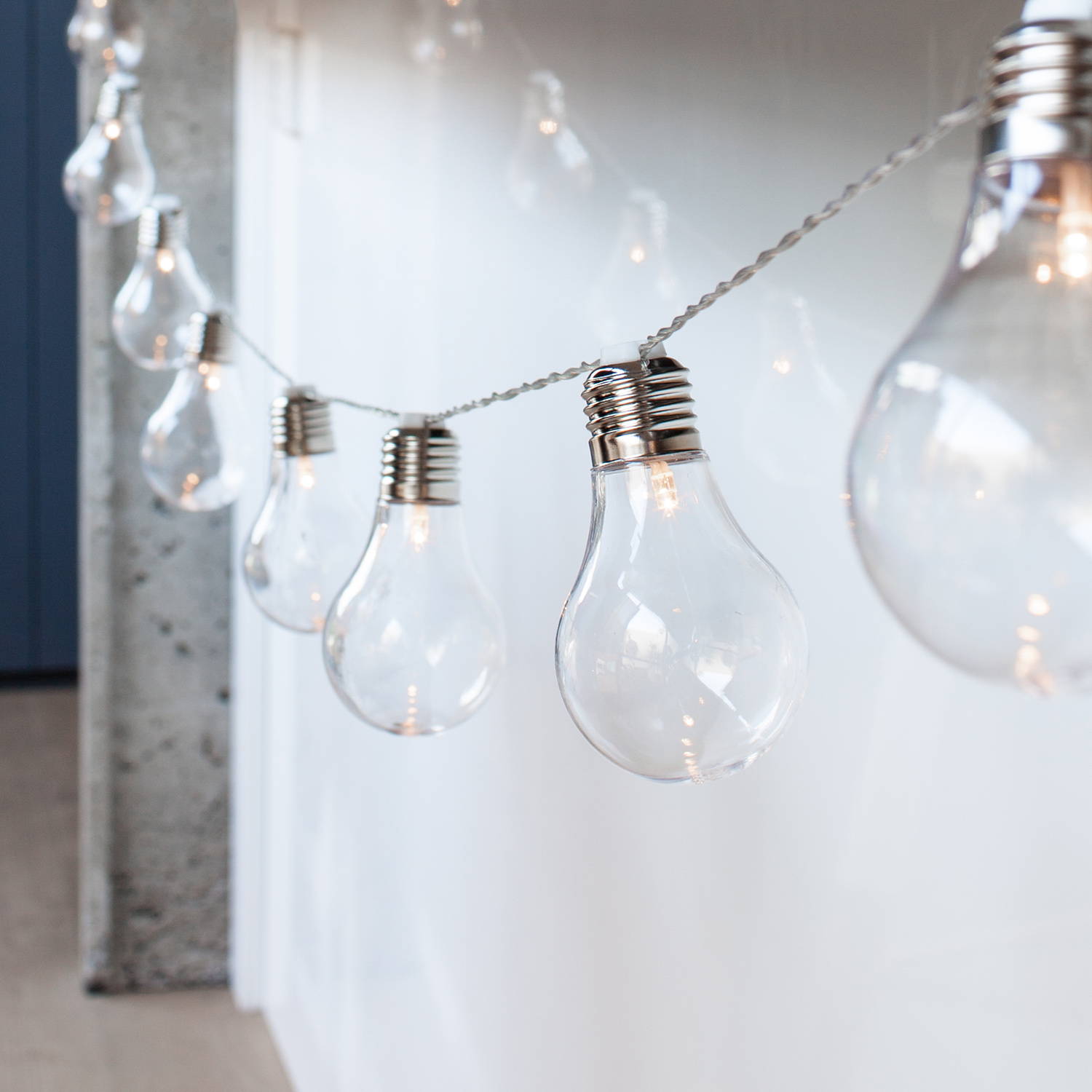 Edison battery festoon lights illuminated