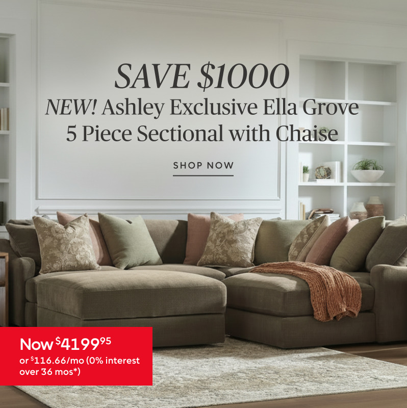 Save $1000 on the NEW Ashley Exclusive Ella Grove 5 Piece Sectional