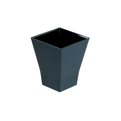 A small square black cup