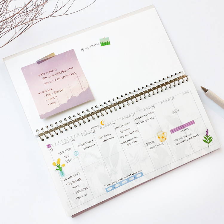 Weekly plan - O-CHECK Floral dateless weekly desk spiral planner scheduler