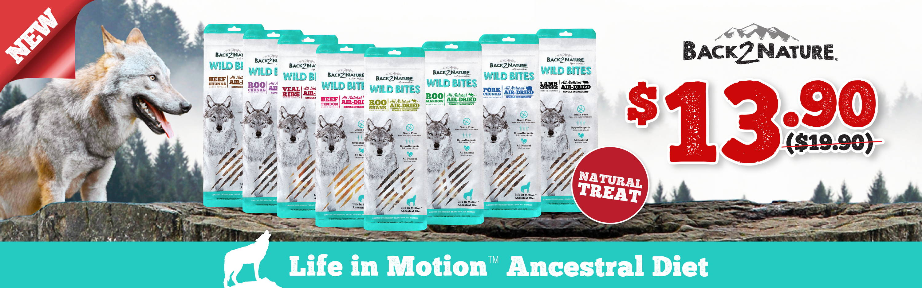 back2nature wild bites air-dried dog treats promotion banner 1