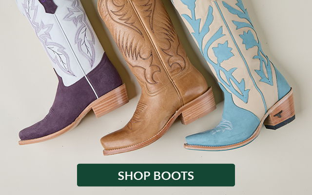 Three pairs of decorative cowboy boots with a 
