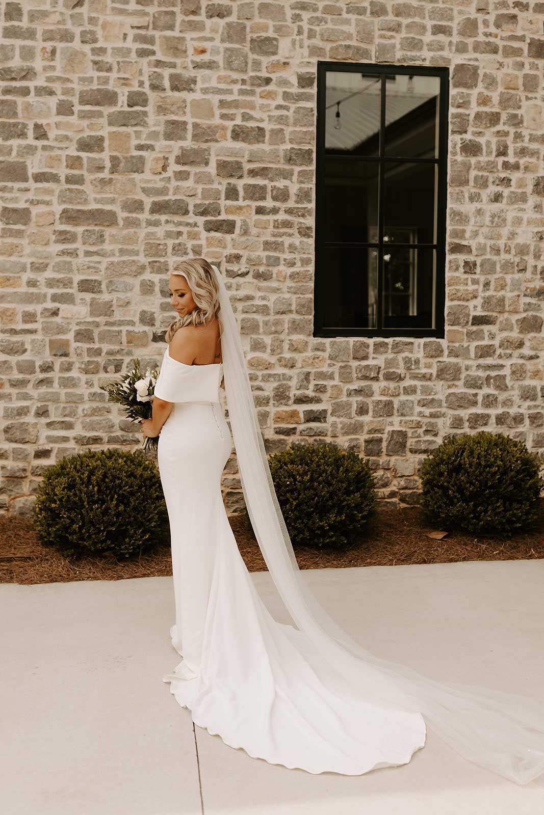 Bride in the Mila Gown and Shimmy Veil