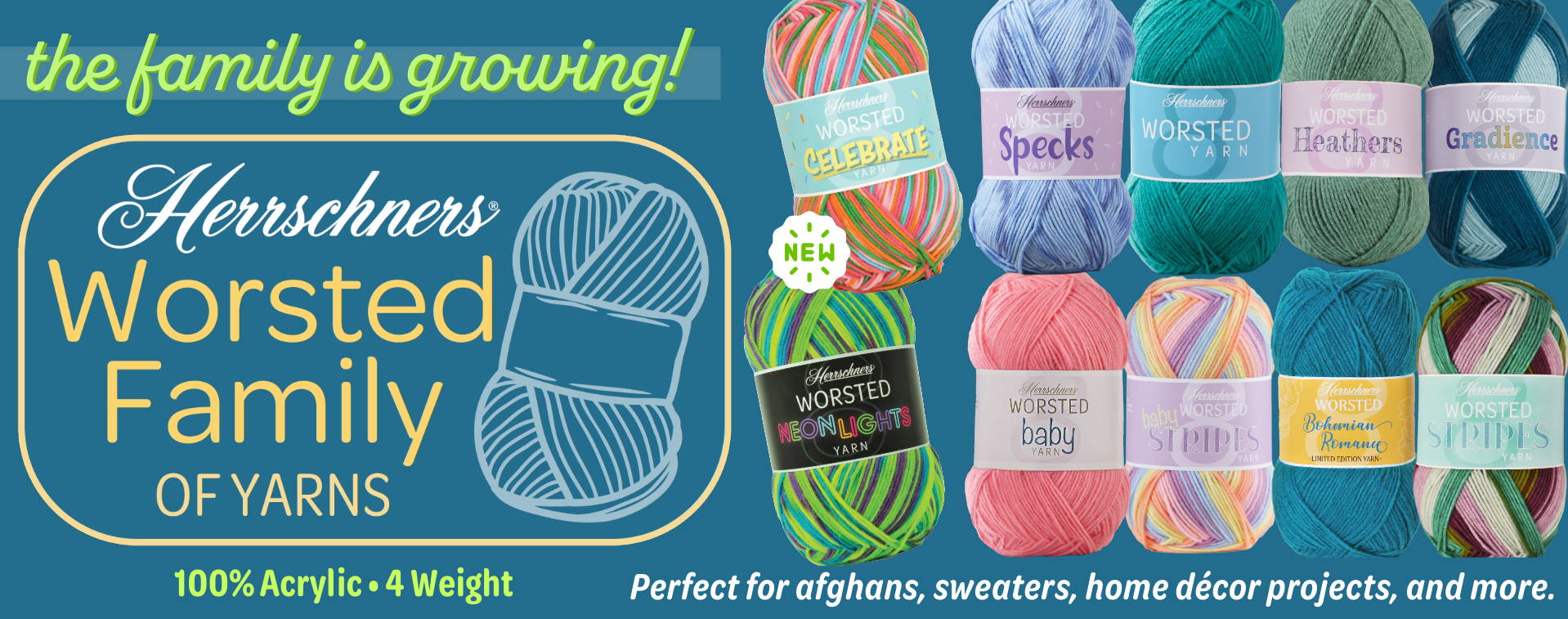 Herrschners Worsted Family of Yarns. Perfect for afghans, home decor, and more. Shop Now