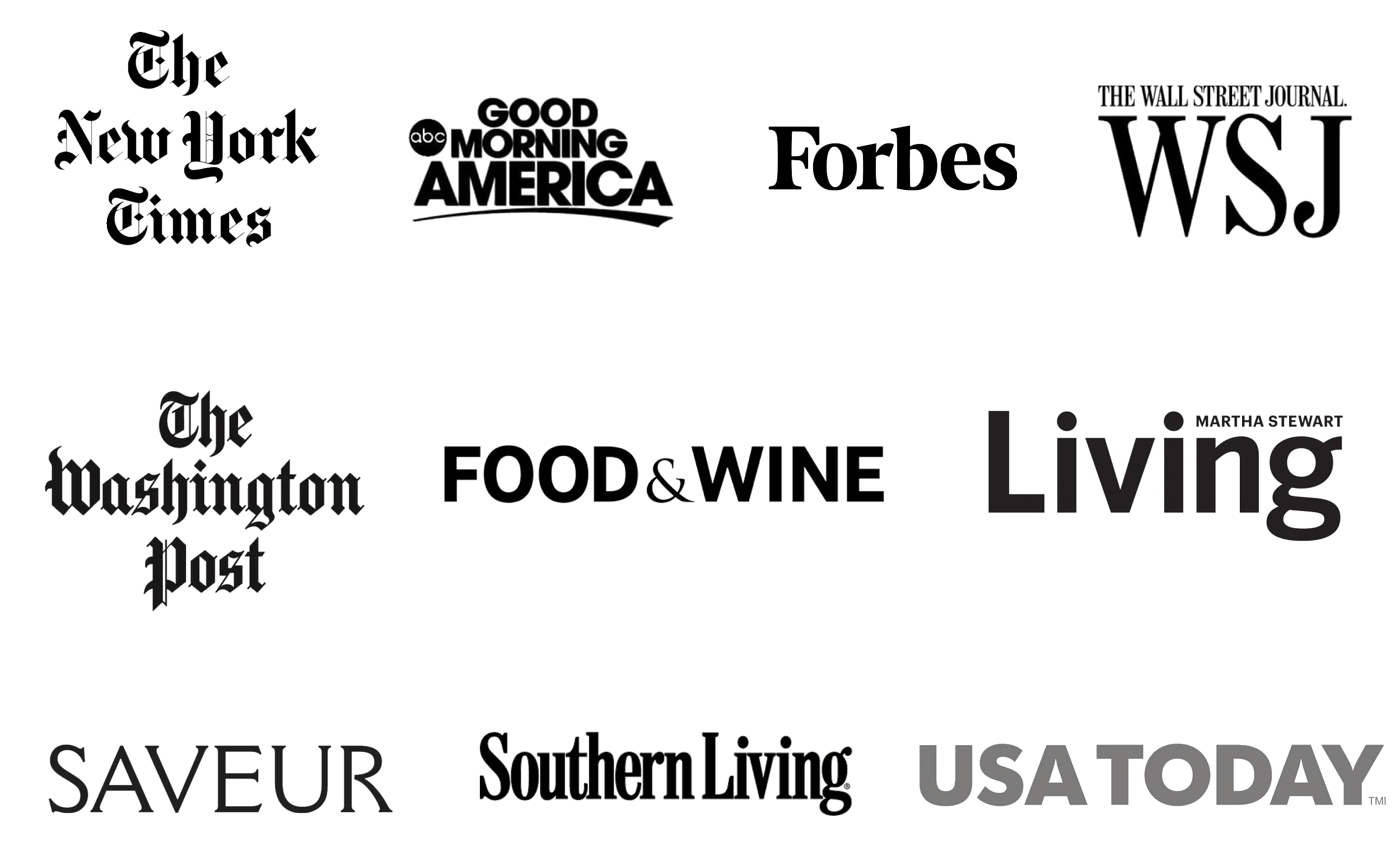 as seen in new york times, forbes, good morning america, saveur, food & wine, southern living, the washington post, usa today, martha stewart living, and the wall street journal