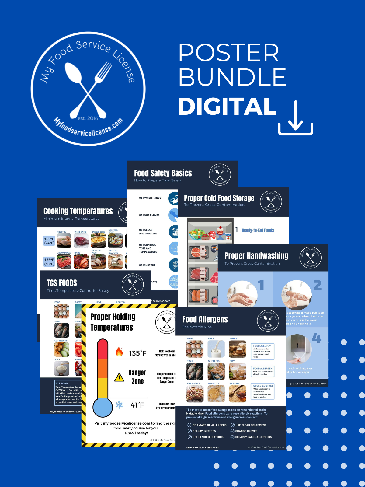 Digital poster bundle with food safety and cooking guidelines.