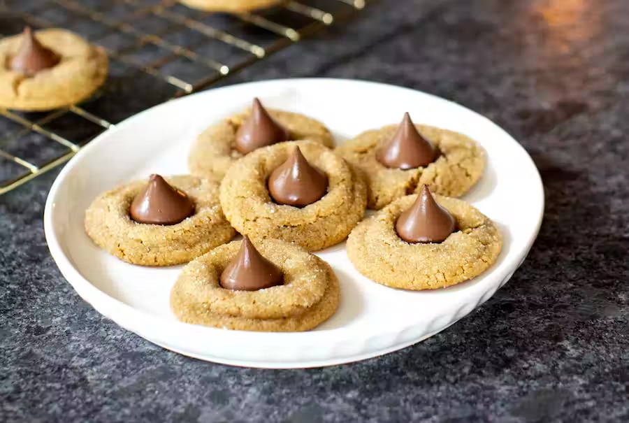 Peanut Butter Blossom Cookies on a plate