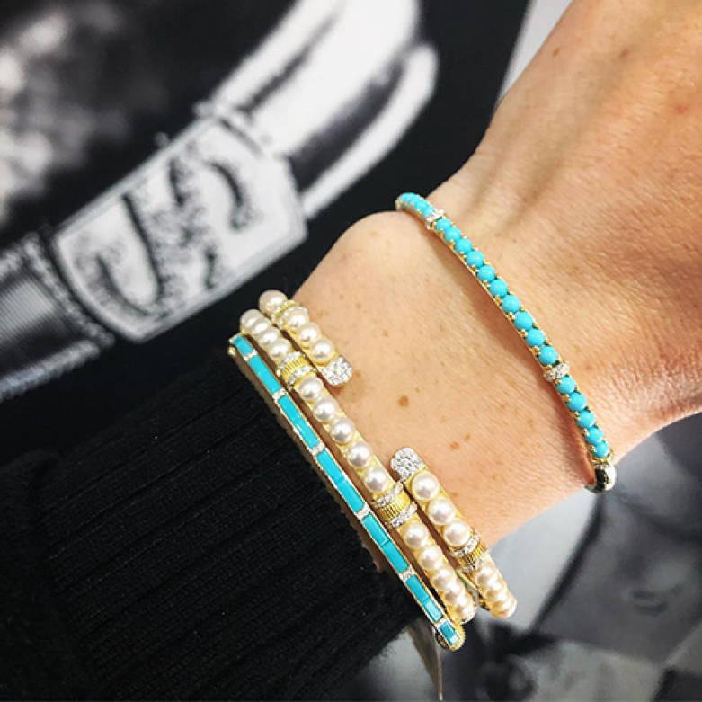 Turquoise and Pearl Bracelets