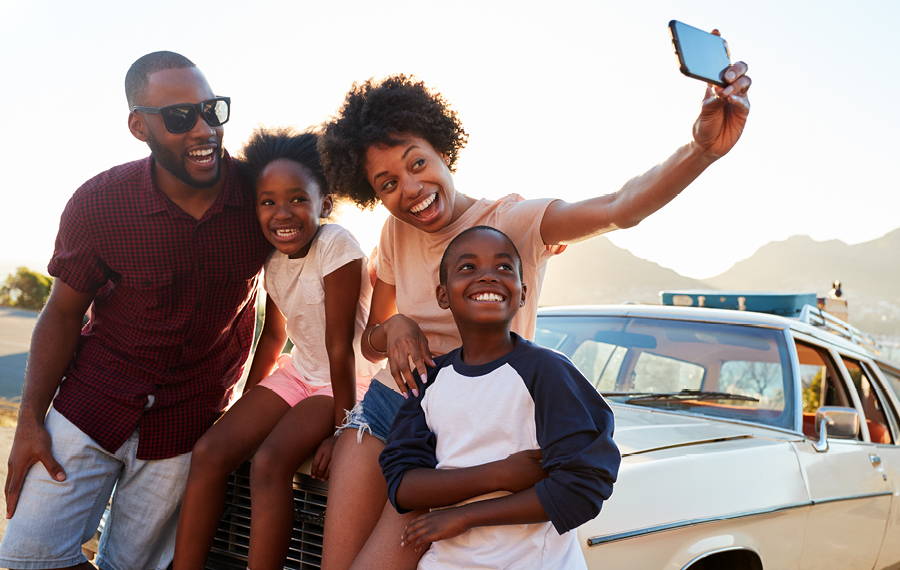 family taking a selfie
