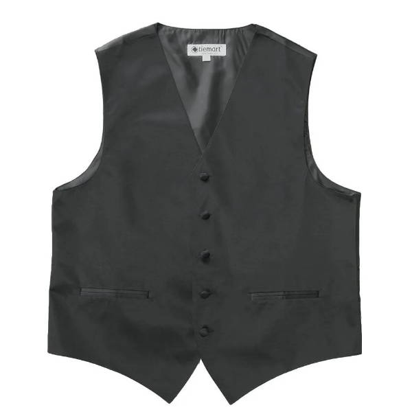 Solid black restaurant vest with buttons up the front