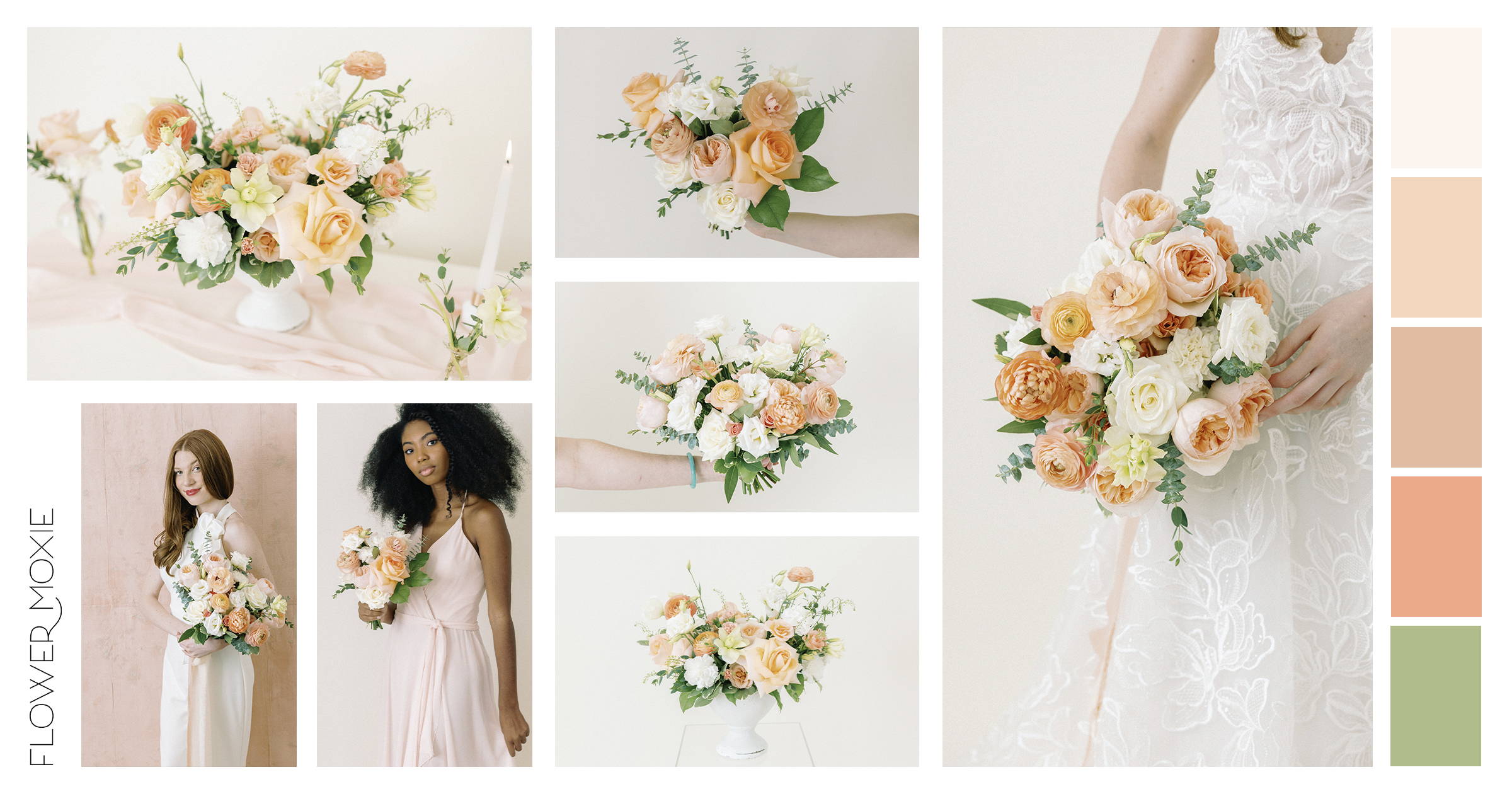 cream peach wedding flower inspiration