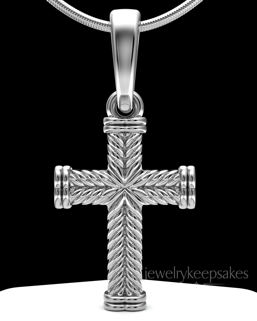 Braided Cross Solid 14k White Gold Permently Sealed Jewelry