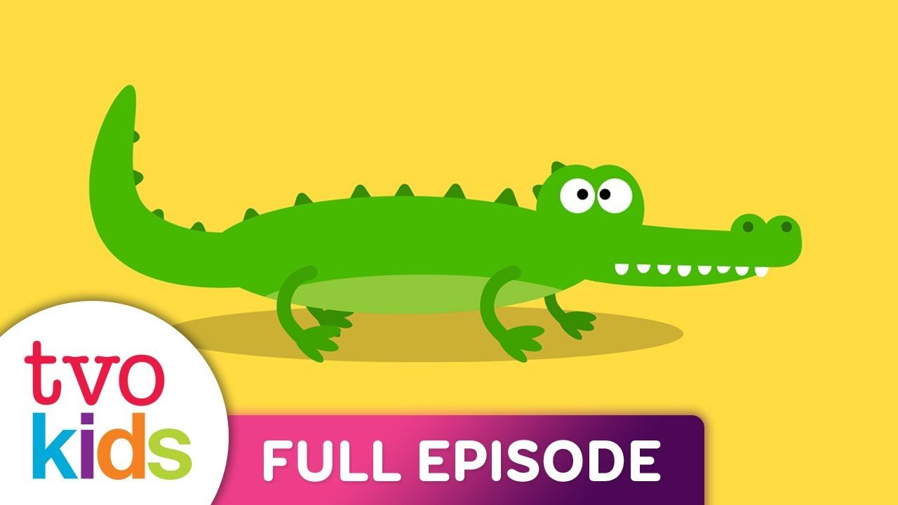Cartoon crocodile on a yellow background with TVO Kids logo.