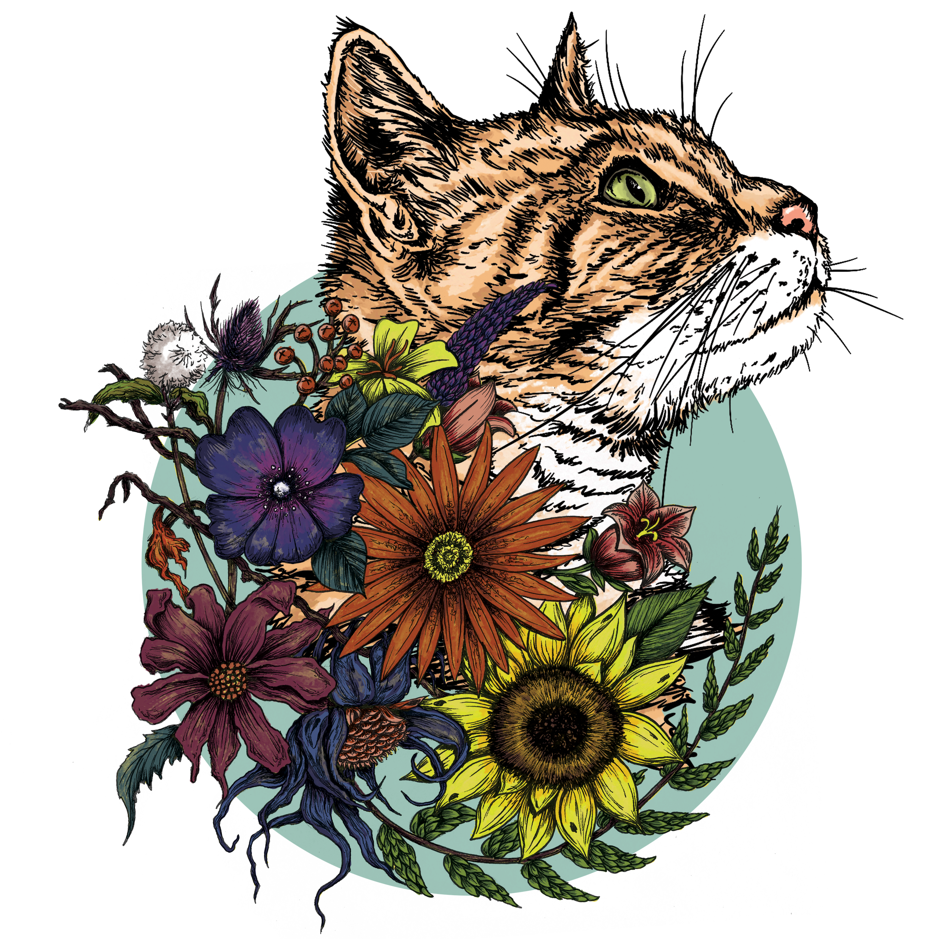 custom cat images with flowers