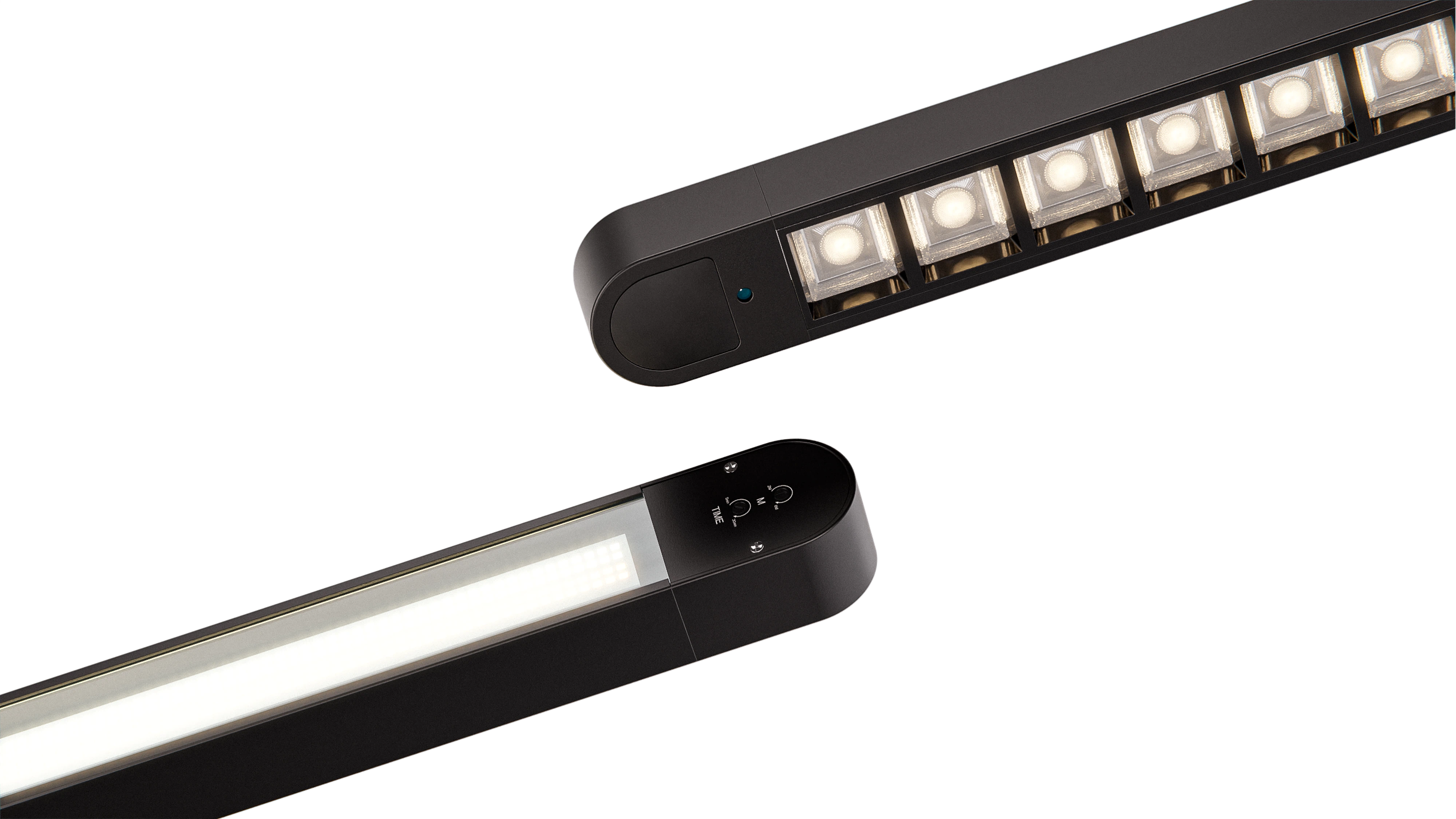 A video animation featuring the lamp heads of the black Lumino Pro.
