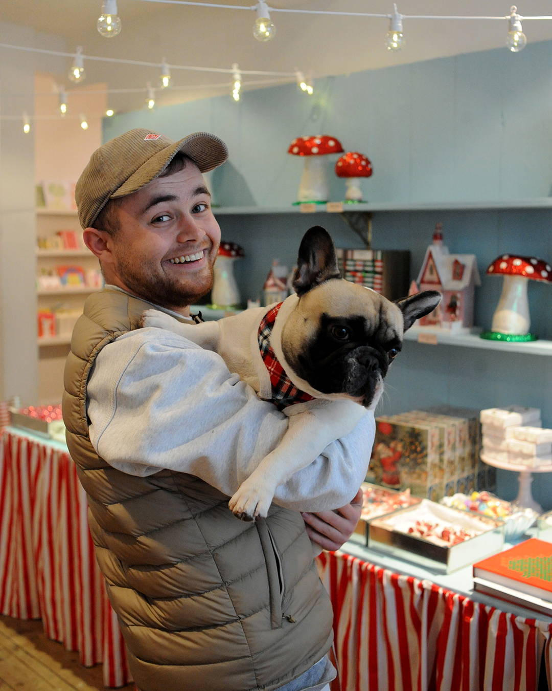 Jack holding Birdie in the Christmas Shop.