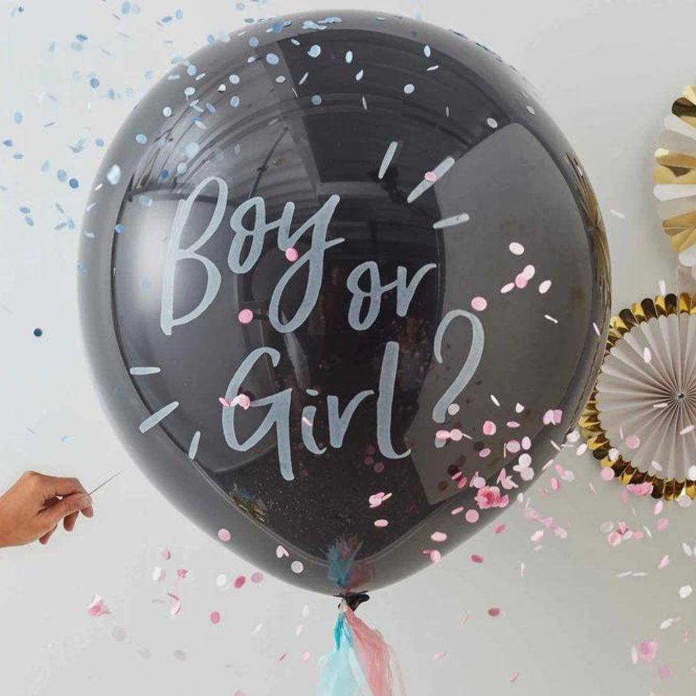 Image of boy or girl gender reveal balloon. Shop all gender reveal balloons.