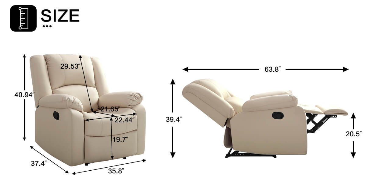 Asjmreye Manual Recliner Chair Recliner Soft Armrests For Living Room 35