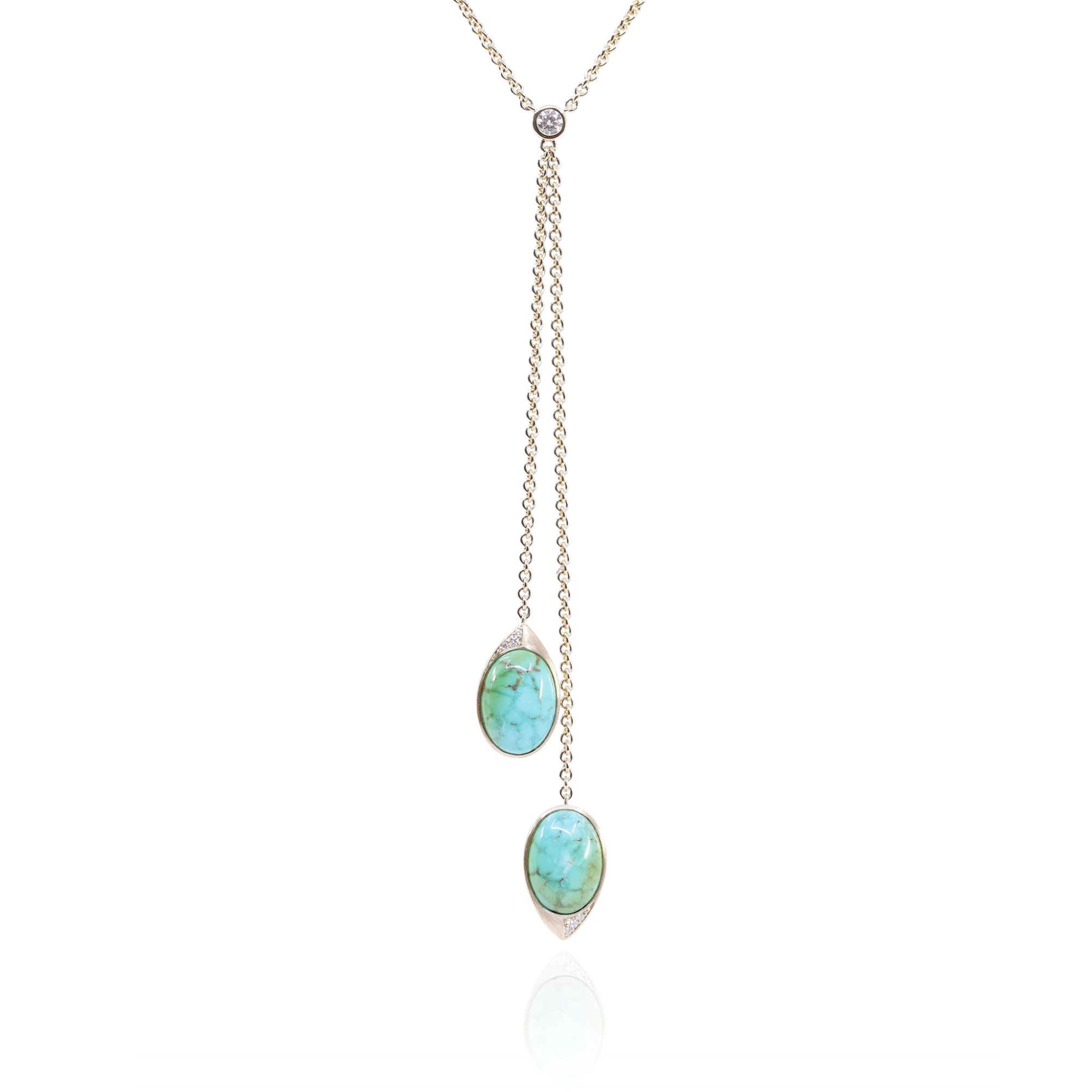 turquoise lariat double drop necklace